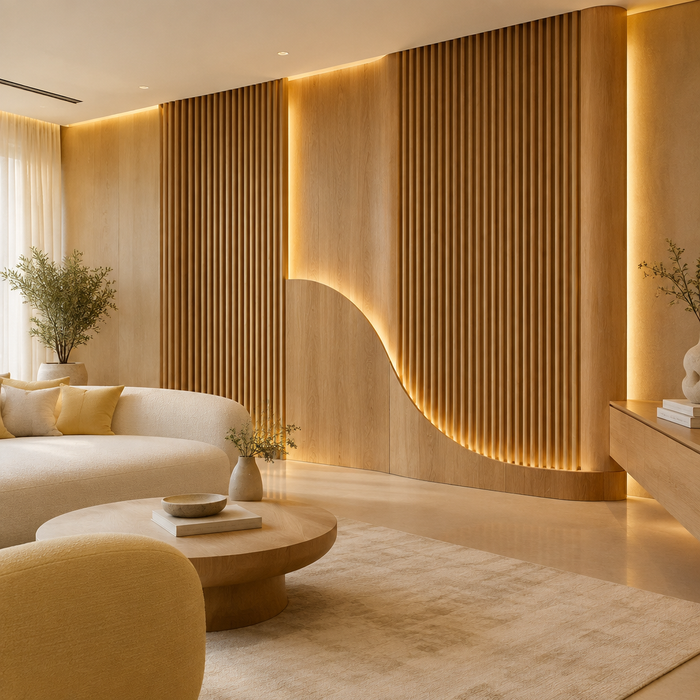 Wood feature-wall decor scene